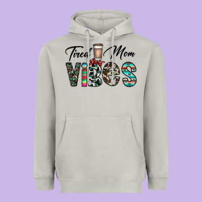 Tired Mom Vibes Heavyweight Hoodie Designed By Cowhidedigitalart