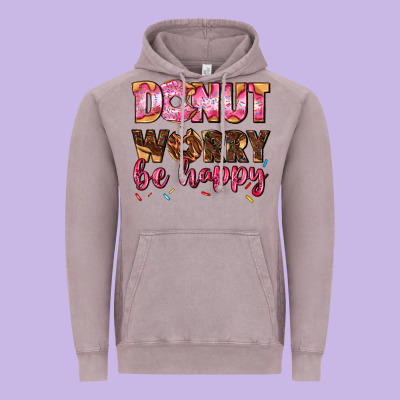 Donut Worry Be Happy Vintage Hoodie Designed By Adodesignshop