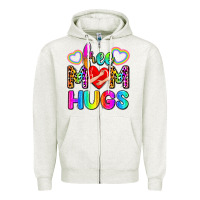 Oatmeal Heather free mom hugs Zipper Hoodie - Zillion Design Studio