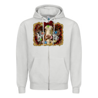 Dove Grey heifer cow christmas western background Zipper Hoodie - RanaPortraitStore