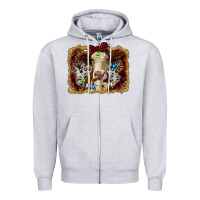 Heather Grey heifer cow christmas western background Zipper Hoodie - RanaPortraitStore