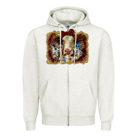 Oatmeal Heather heifer cow christmas western background Zipper Hoodie - RanaPortraitStore