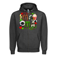 Charcoal Heather mama soccer with popcorn Zipper Hoodie - texasbilliewilder