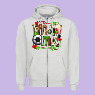 Mama Soccer With Popcorn Zipper Hoodie Designed By Texasbilliewilder