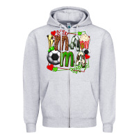 Heather Grey mama soccer with popcorn Zipper Hoodie - texasbilliewilder