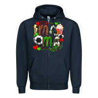 Navy mama soccer with popcorn Zipper Hoodie - texasbilliewilder