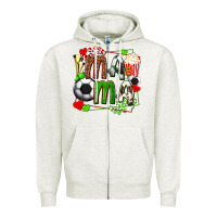 Oatmeal Heather mama soccer with popcorn Zipper Hoodie - texasbilliewilder