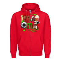 Red mama soccer with popcorn Zipper Hoodie - texasbilliewilder