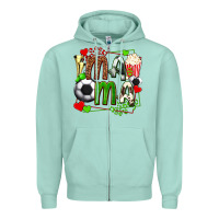 Seafoam mama soccer with popcorn Zipper Hoodie - texasbilliewilder
