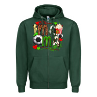 Sports Green mama soccer with popcorn Zipper Hoodie - texasbilliewilder