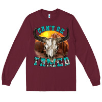 Burgundy cant be tamed Long Sleeve Tee - texasbilliewilder