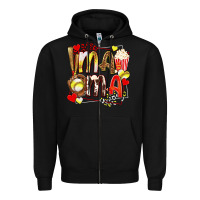 Black mama softball baseball with popcorn Zipper Hoodie - texasbilliewilder