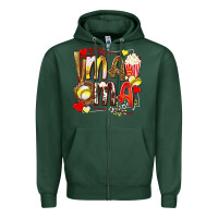 Sports Green mama softball baseball with popcorn Zipper Hoodie - texasbilliewilder