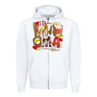 White mama softball baseball with popcorn Zipper Hoodie - texasbilliewilder
