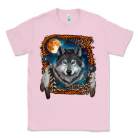 Bubblegum Pink wolf and feathers Classic Tee - RanaPortraitStore