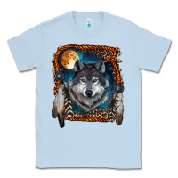 Dusty Blue wolf and feathers Classic Tee - RanaPortraitStore
