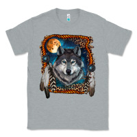 Heather Grey wolf and feathers Classic Tee - RanaPortraitStore