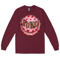 Burgundy Western valentine's day xoxo round earrings Long Sleeve Tee - RanaPortraitStore