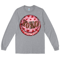 Heather Grey Western valentine's day xoxo round earrings Long Sleeve Tee - RanaPortraitStore