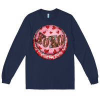 Navy Western valentine's day xoxo round earrings Long Sleeve Tee - RanaPortraitStore