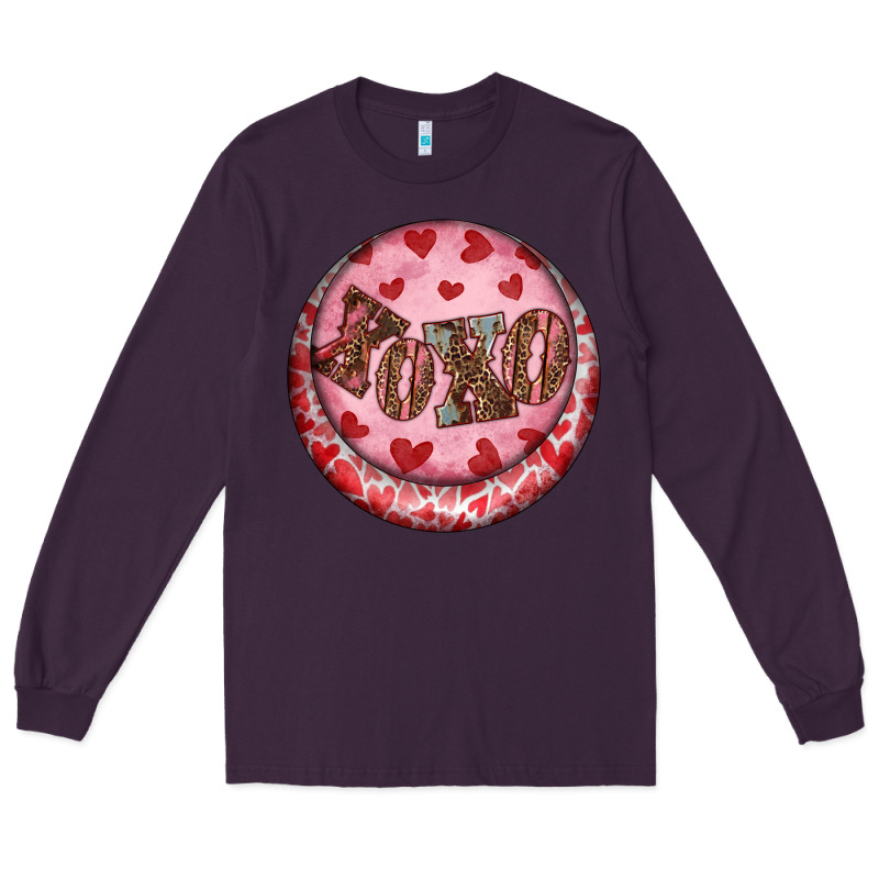 Western Valentine's Day Xoxo Round Earrings Long Sleeve Tee by RanaPortraitStore | Teevron