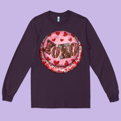 Long Sleeve Tee Western valentine's day xoxo round earrings