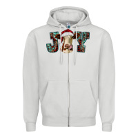 Dove Grey christmas joy with heifer cow Zipper Hoodie - RanaPortraitStore