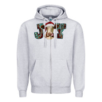 Heather Grey christmas joy with heifer cow Zipper Hoodie - RanaPortraitStore