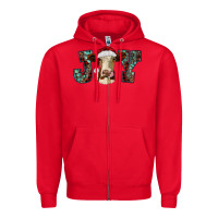 Red christmas joy with heifer cow Zipper Hoodie - RanaPortraitStore