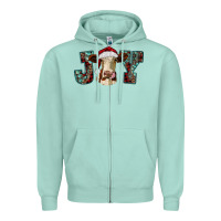 Seafoam christmas joy with heifer cow Zipper Hoodie - RanaPortraitStore