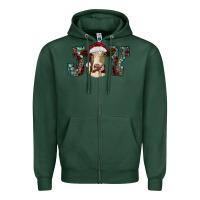 Sports Green christmas joy with heifer cow Zipper Hoodie - RanaPortraitStore