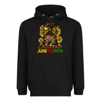 Black celebrate juneteenth black woman bun Heavyweight Hoodie - HRA Design Shop