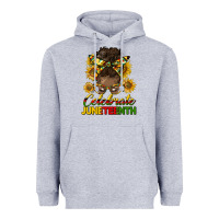 Heather Grey celebrate juneteenth black woman bun Heavyweight Hoodie - HRA Design Shop