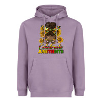 Lavender celebrate juneteenth black woman bun Heavyweight Hoodie - HRA Design Shop