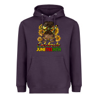 Plum celebrate juneteenth black woman bun Heavyweight Hoodie - HRA Design Shop