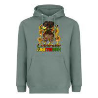 Sage celebrate juneteenth black woman bun Heavyweight Hoodie - HRA Design Shop