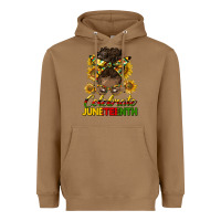 Toasted Coconut celebrate juneteenth black woman bun Heavyweight Hoodie - HRA Design Shop