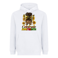 White celebrate juneteenth black woman bun Heavyweight Hoodie - HRA Design Shop