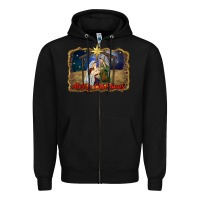 Black merry christmas holy family Zipper Hoodie - RanaPortraitStore