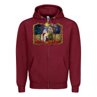 Burgundy merry christmas holy family Zipper Hoodie - RanaPortraitStore