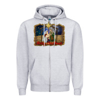 Heather Grey merry christmas holy family Zipper Hoodie - RanaPortraitStore