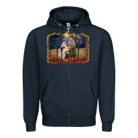 Navy merry christmas holy family Zipper Hoodie - RanaPortraitStore
