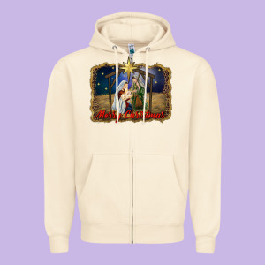 Merry Christmas Holy Family Zipper Hoodie Designed By Ranaportraitstore
