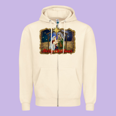 Merry Christmas Holy Family Zipper Hoodie Designed By Ranaportraitstore