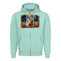 Seafoam merry christmas holy family Zipper Hoodie - RanaPortraitStore