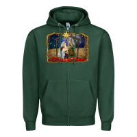 Sports Green merry christmas holy family Zipper Hoodie - RanaPortraitStore