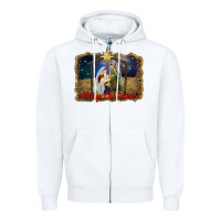 White merry christmas holy family Zipper Hoodie - RanaPortraitStore
