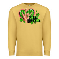 Antique Gold shamrockin' rock n roll female hand Premium Sweatshirt - Artiststas