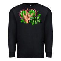 Black shamrockin' rock n roll female hand Premium Sweatshirt - Artiststas