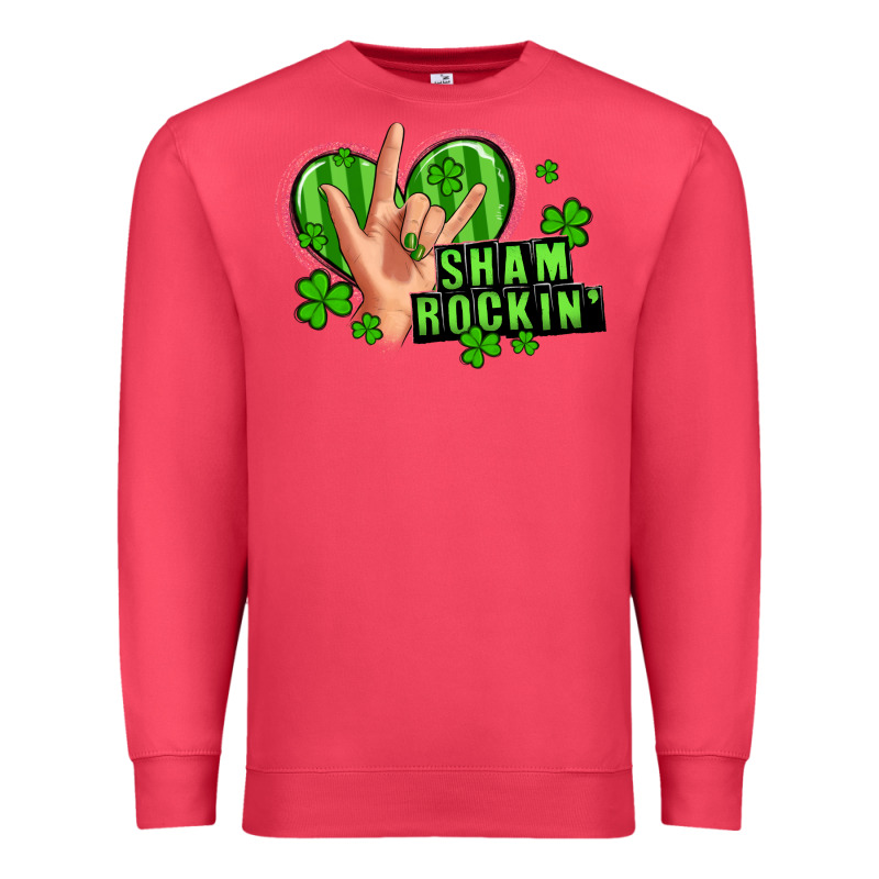 Shamrockin' Rock N Roll Female Hand Premium Sweatshirt by Artiststas | Teevron